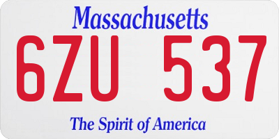 MA license plate 6ZU537