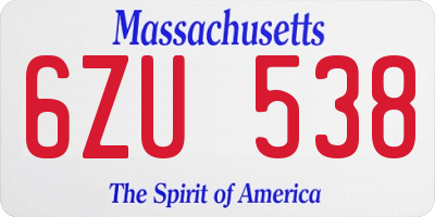 MA license plate 6ZU538
