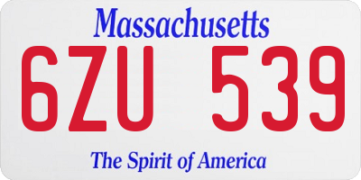 MA license plate 6ZU539