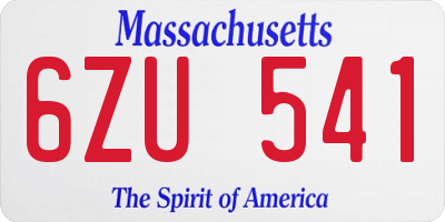 MA license plate 6ZU541