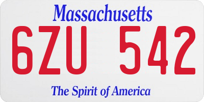 MA license plate 6ZU542