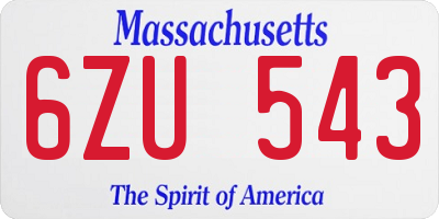 MA license plate 6ZU543