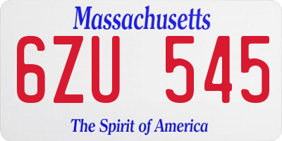 MA license plate 6ZU545