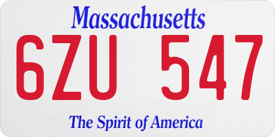 MA license plate 6ZU547
