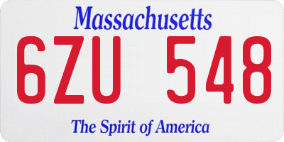 MA license plate 6ZU548