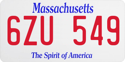 MA license plate 6ZU549
