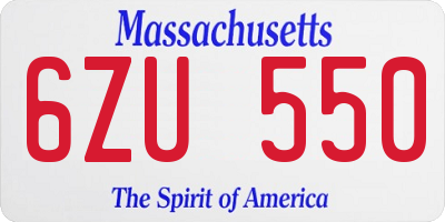 MA license plate 6ZU550