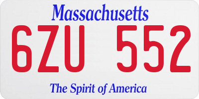 MA license plate 6ZU552