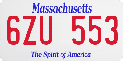 MA license plate 6ZU553