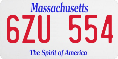 MA license plate 6ZU554