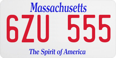 MA license plate 6ZU555