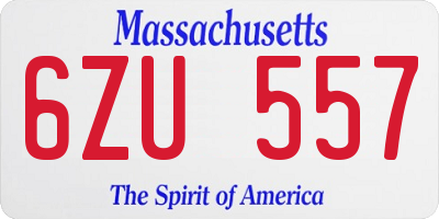 MA license plate 6ZU557