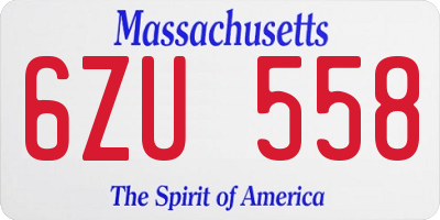 MA license plate 6ZU558