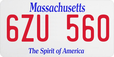 MA license plate 6ZU560