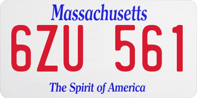 MA license plate 6ZU561