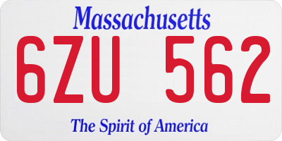 MA license plate 6ZU562