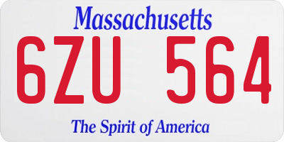 MA license plate 6ZU564