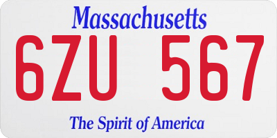 MA license plate 6ZU567