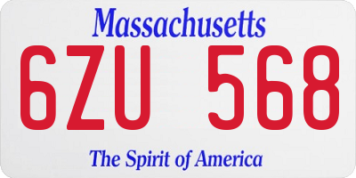 MA license plate 6ZU568
