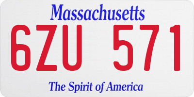 MA license plate 6ZU571