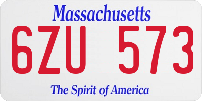 MA license plate 6ZU573