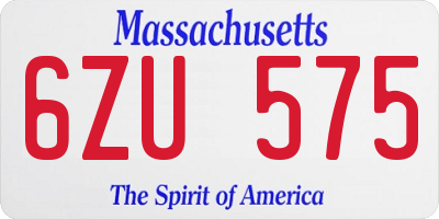 MA license plate 6ZU575