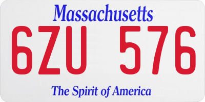 MA license plate 6ZU576