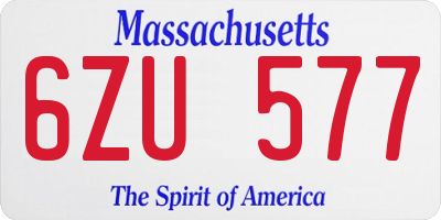 MA license plate 6ZU577