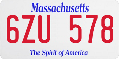 MA license plate 6ZU578