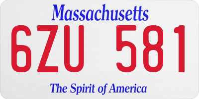 MA license plate 6ZU581