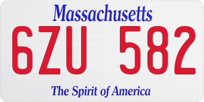 MA license plate 6ZU582