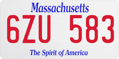 MA license plate 6ZU583