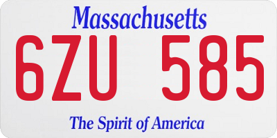 MA license plate 6ZU585
