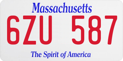 MA license plate 6ZU587