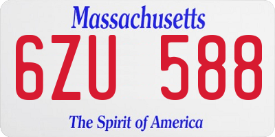 MA license plate 6ZU588