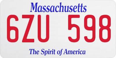 MA license plate 6ZU598