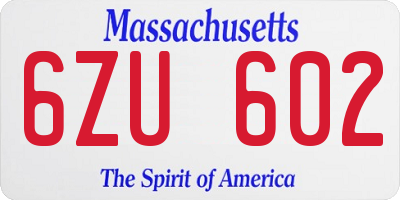 MA license plate 6ZU602