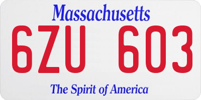 MA license plate 6ZU603