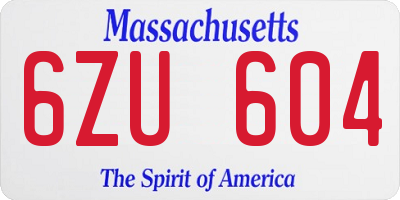 MA license plate 6ZU604
