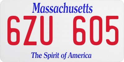MA license plate 6ZU605
