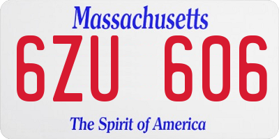 MA license plate 6ZU606
