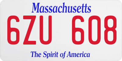 MA license plate 6ZU608