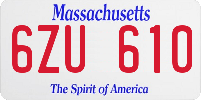 MA license plate 6ZU610