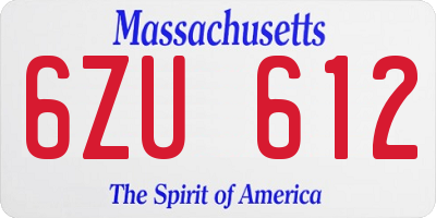 MA license plate 6ZU612