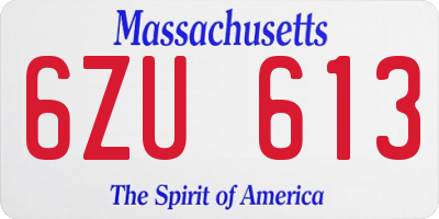 MA license plate 6ZU613