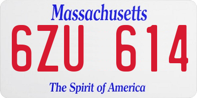 MA license plate 6ZU614