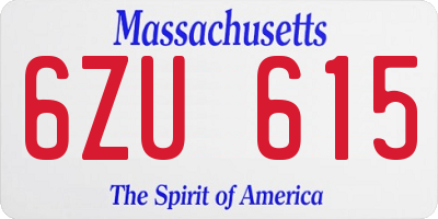 MA license plate 6ZU615