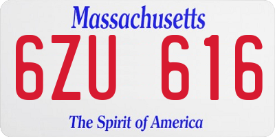 MA license plate 6ZU616