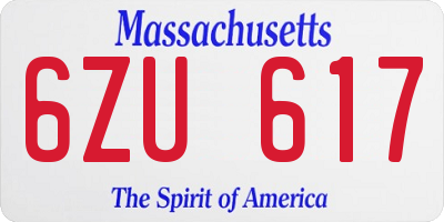 MA license plate 6ZU617