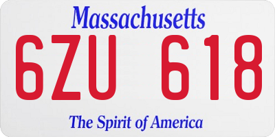 MA license plate 6ZU618